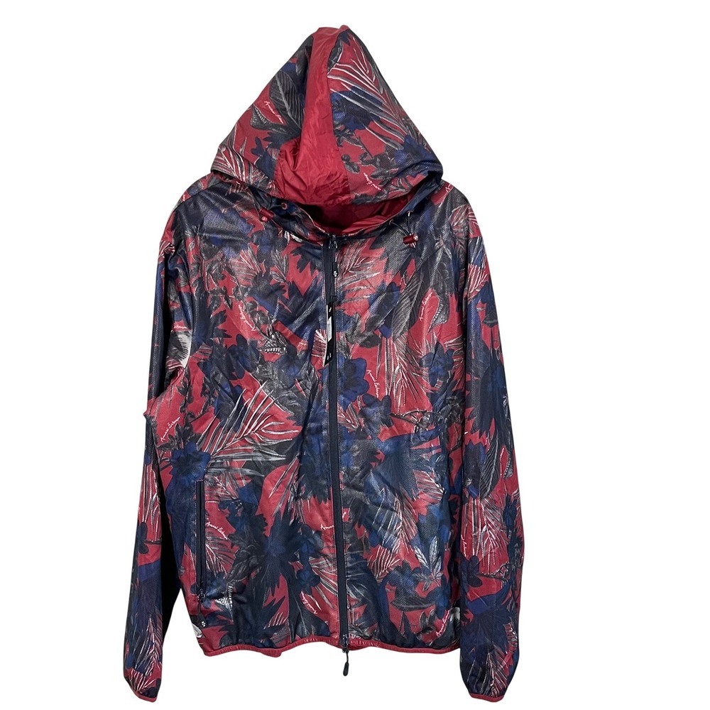 Armani Exchange Blouson Jacket Mens XL‎ Red Floral Mesh Hooded 3ZZB25 ZNCEZ